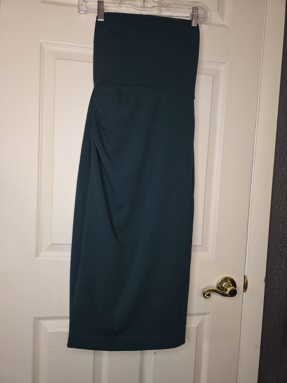 Lulus Gorgeous Reputation Dark Green Strapless Ruched Midi Dress XS Bodycon